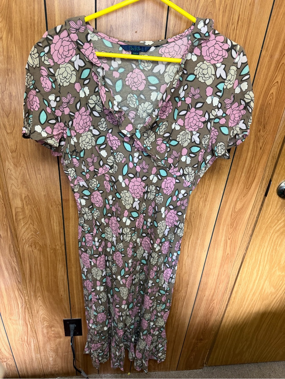 Boden Floral V-Neck Brown Maxi Dress